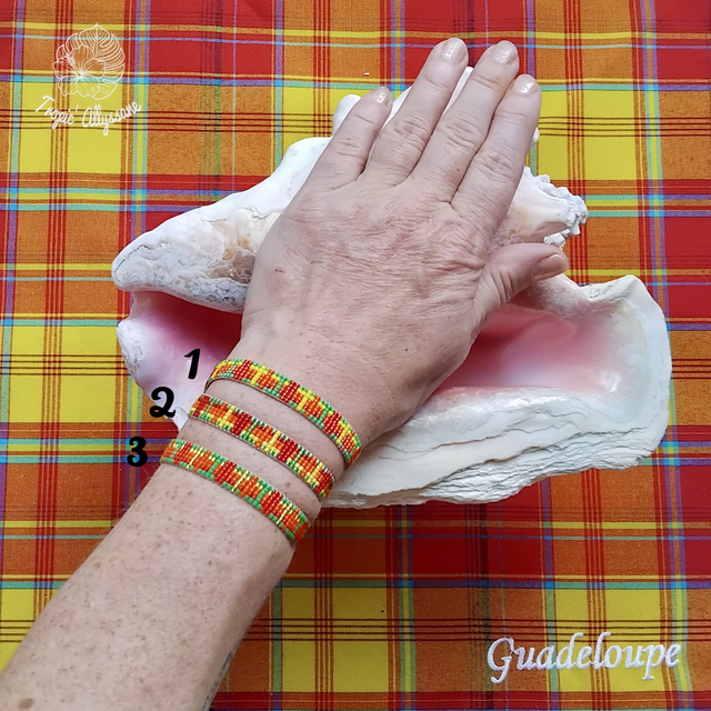 Madras Tissé (Étroit): Rouge / Jaune / Orange / Vert