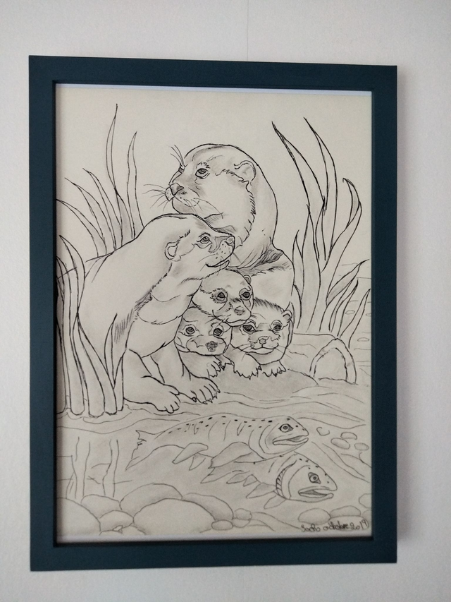 Famille de loutres format A4 