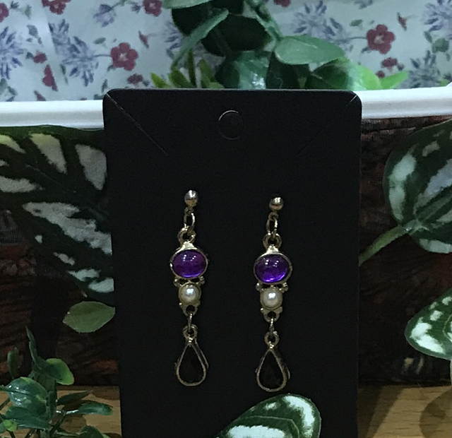 Purple-Black Vintage Dangling Earrings- PUR31