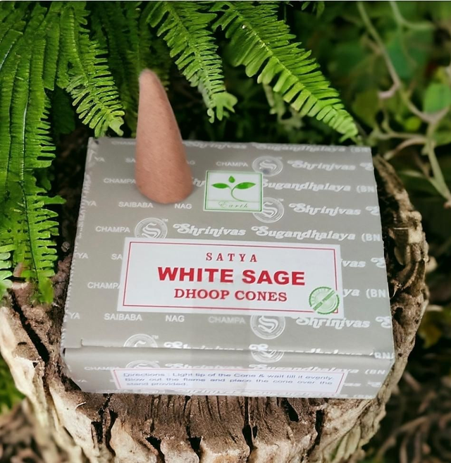 Boite de 12 Cônes d'encens de Sauge Blanche Satya