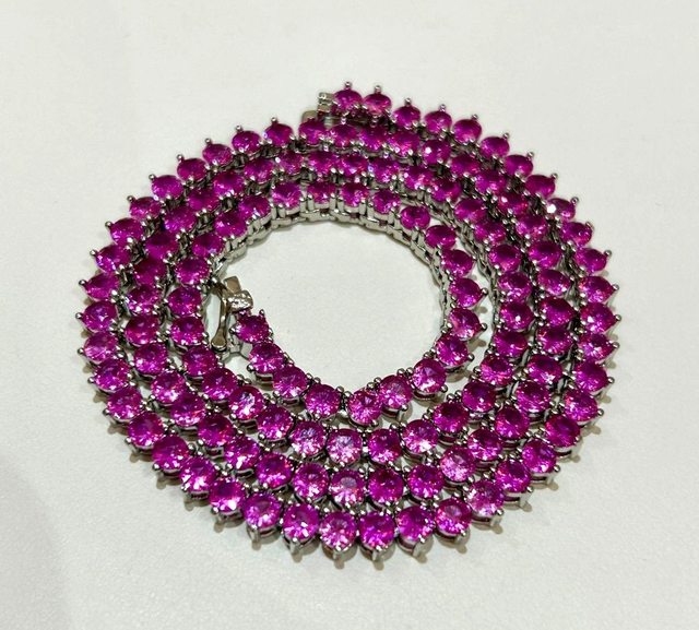 RIVIERA PINK 3 PONTAS 3MM BANHADO EM RÓDIO BRANCO