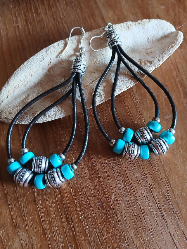 Boucles d'oreilles fantaisies cuir