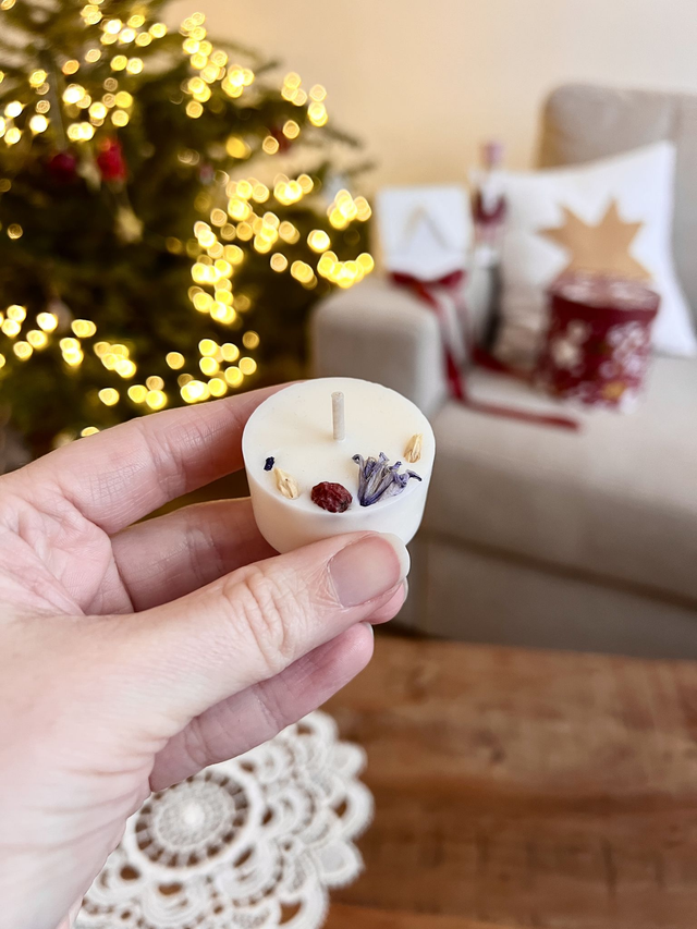🎄 Mini bougie fleurie - parfum Edelweiss - à l&#039;unité