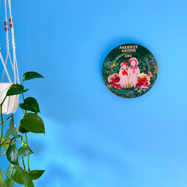 "Misfit Mode On" Deep Green Upcycled Wall Plate - House of Frisson