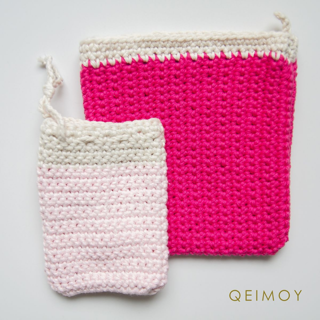 Beauty-set met gehaakt washandje + zeepzakje