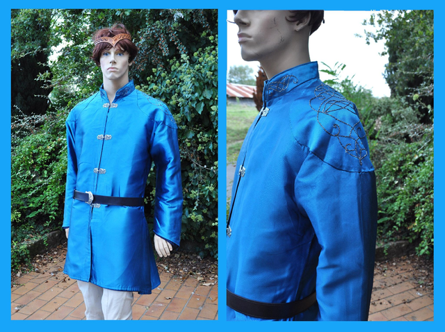 Tunique elfique en soie turquoise
