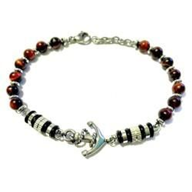 Bracciale uomo con pietre naturali bijoux e ancora 