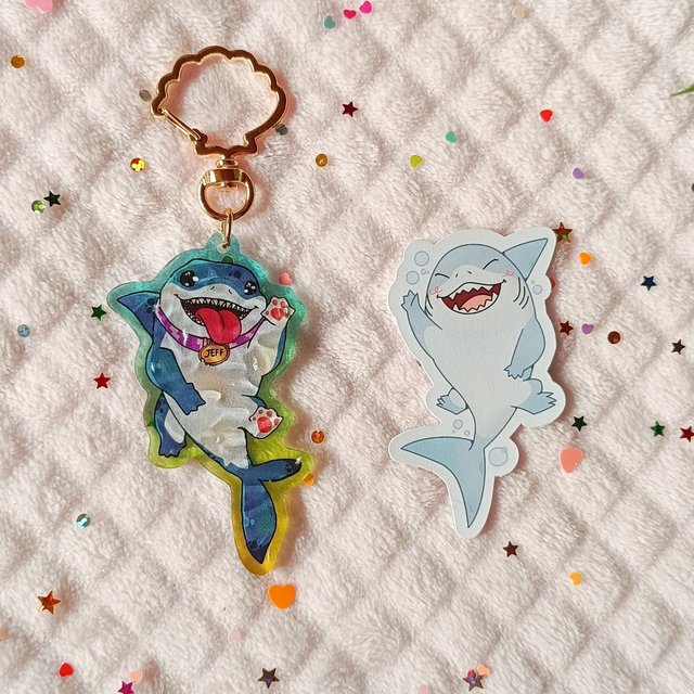 Jeff the landshark acrylic keychains / stickers