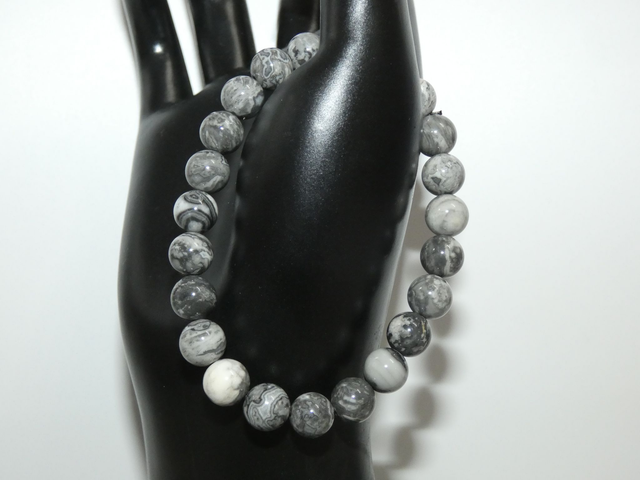 8mm Agate Crazy Lace gris A