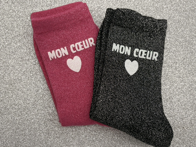 Chaussettes a paillettes mon cœur phospho