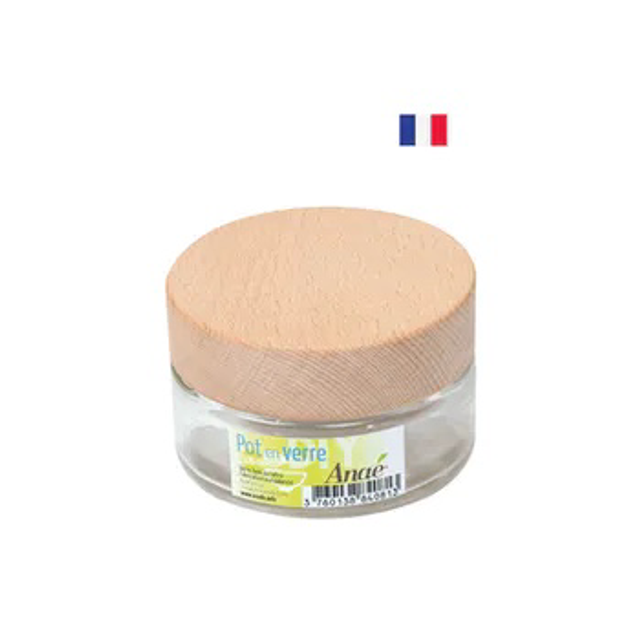 Pot en Verre Couvercle Bois -100 ml