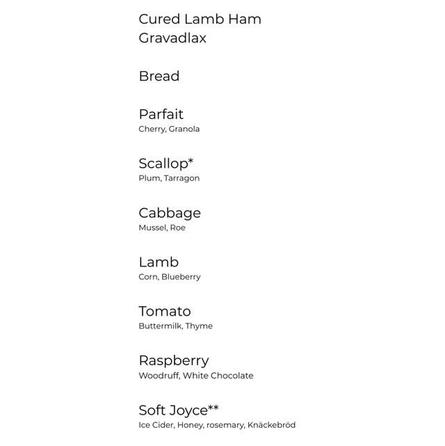 5 Course Tasting menu 5.30pm