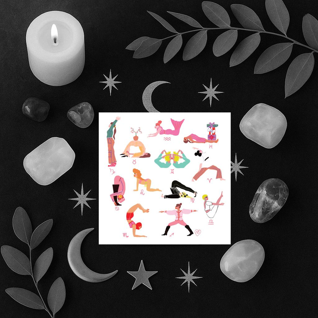 Zodiac Yoga Square Postcard