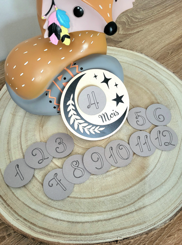 Carte étape bébé - 1 à 12 mois interchangeable