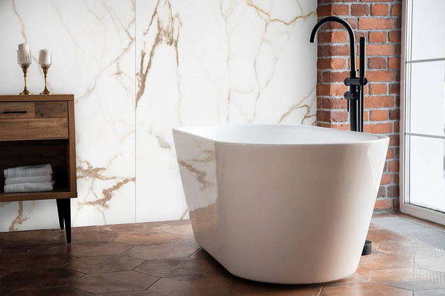 Wandpaneele wasserfest Bianco Gold 123x280 Weiss-Gold