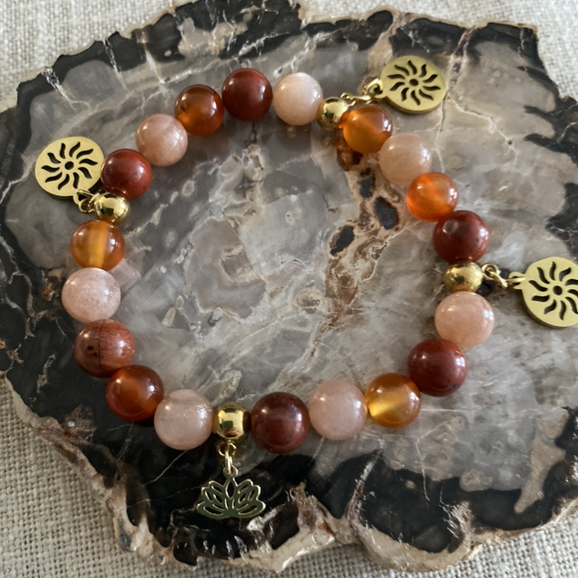 Jaspe rouge, Pierre de Soleil et Cornaline 