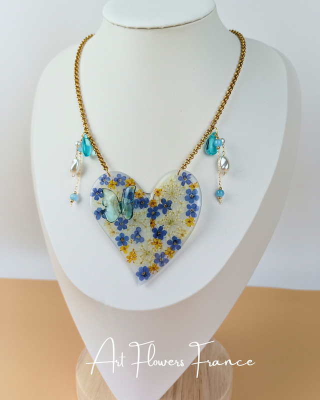 Collier cœur Myosotis