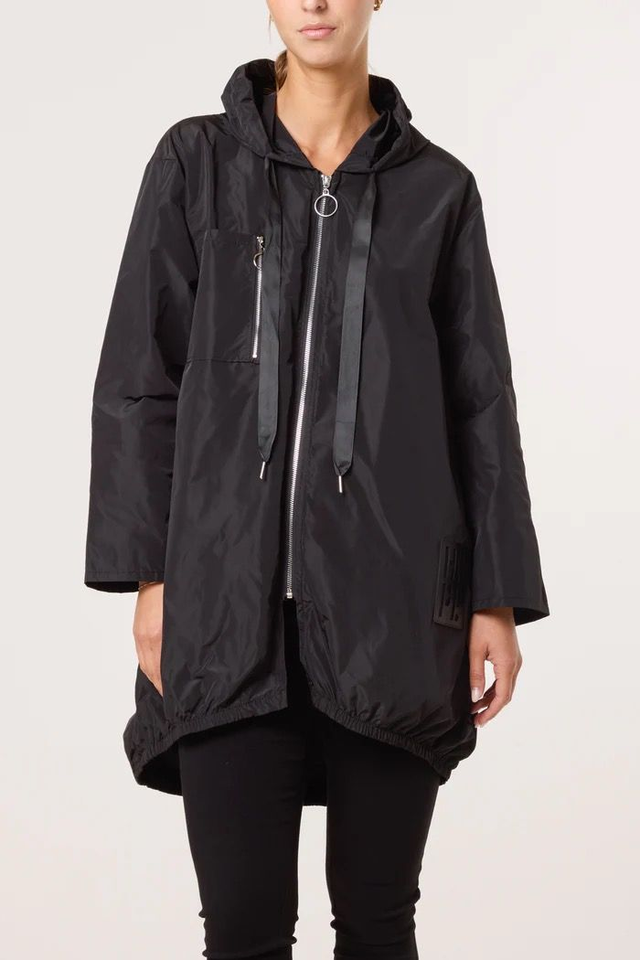 Lightweight Hooded Rain Coat - Black