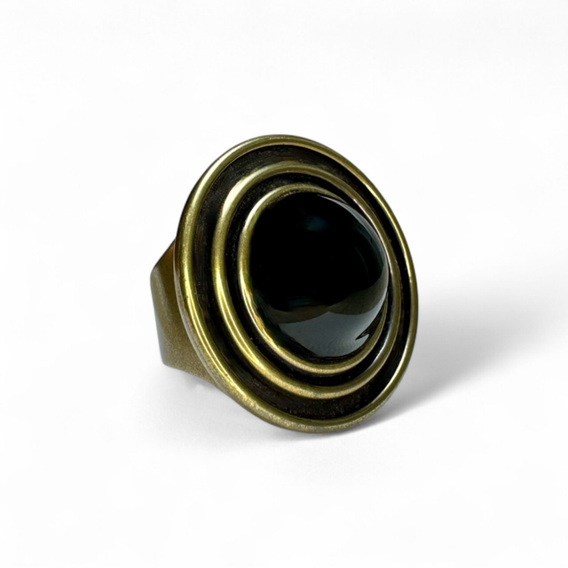 Ring BLACK SPIRAL Schwarz, Messing