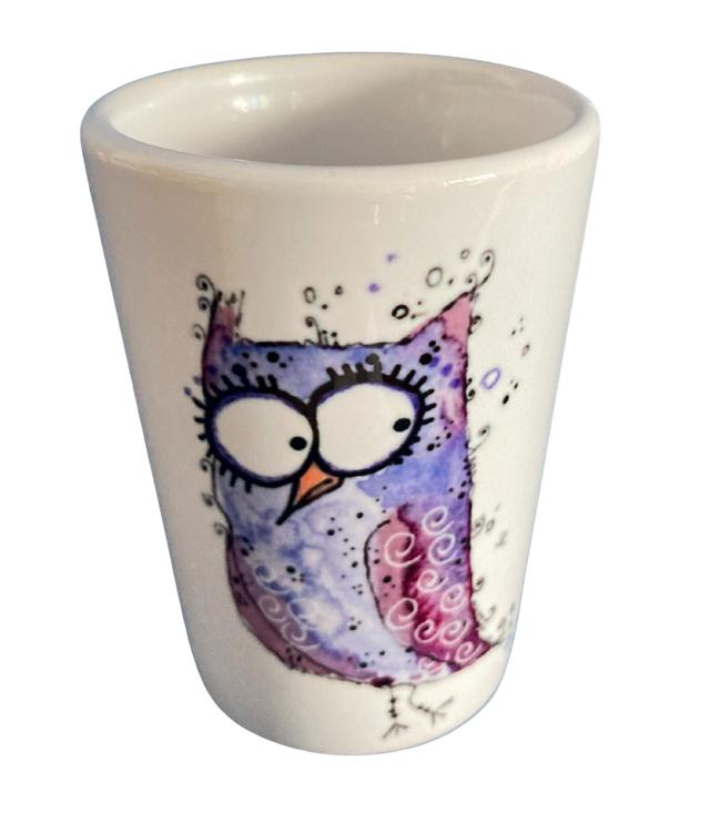 Schnapsglas Keramik "Lila Eule"