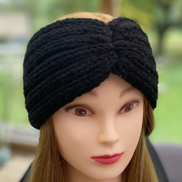 Bandeau large laine Noir