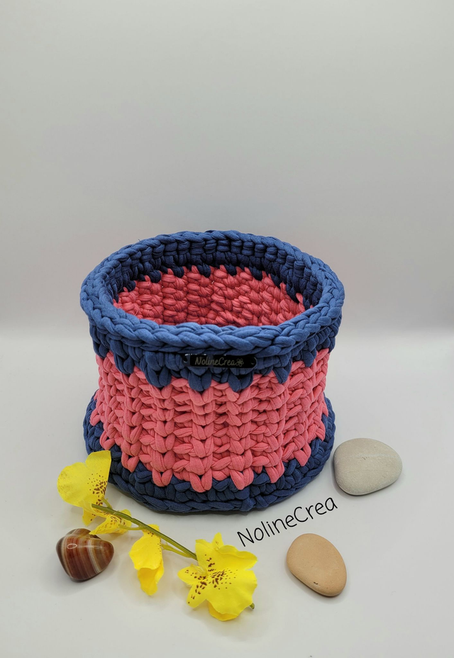 Panier de rangement bicolore rose et bleu, panier de rangement