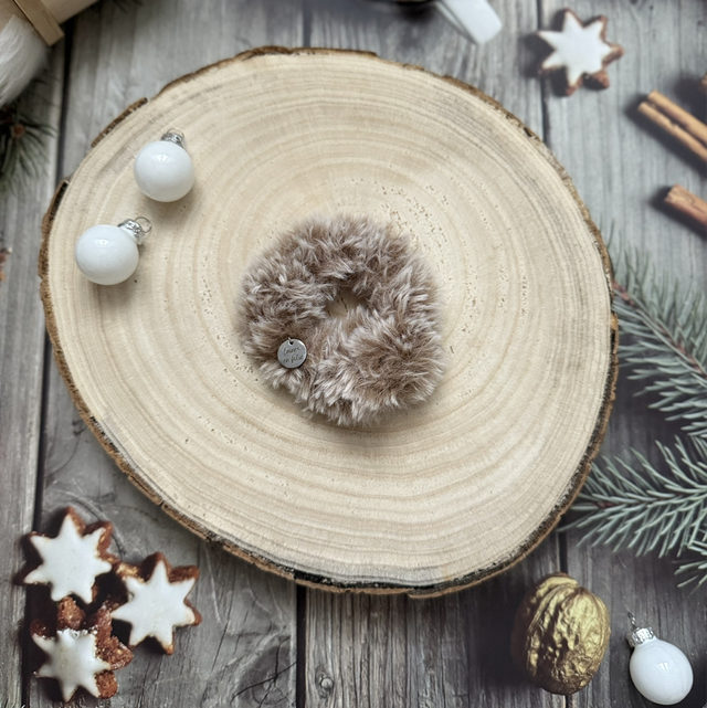 Chouchou en Fourrure douce Beige