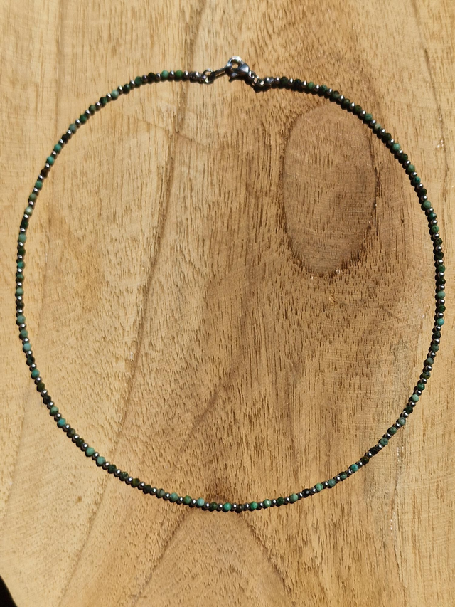 Collier Stone &amp; Steel Turquoise Africaine
