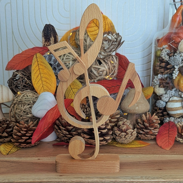 Clef de sol et notes en hêtre