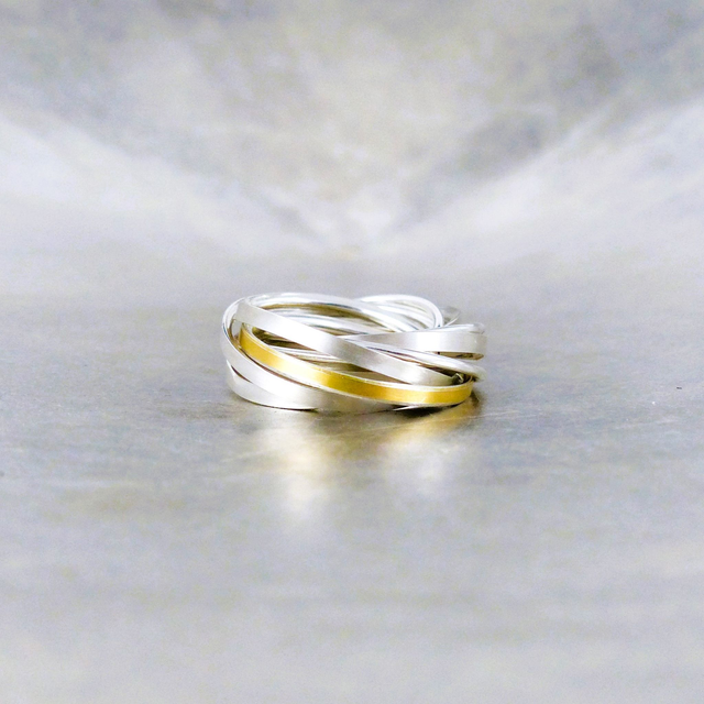 Ring 12-teilig in Silber 925/- mit Gelbgold 900/- 