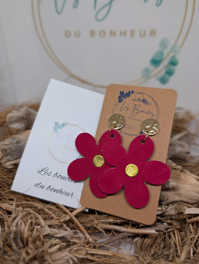 Boucles d'oreilles Baby Marguerite fushia bm103