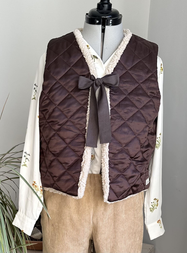 Doudoune sans manches réversible marron