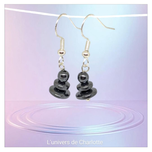 Boucles d'oreilles "Hématite" BO-072