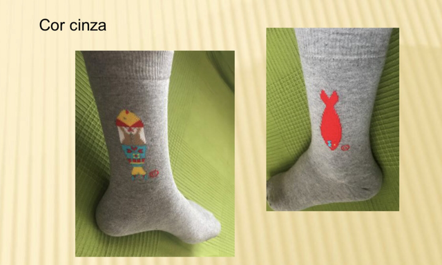 Meia sardinha colorida cinza 