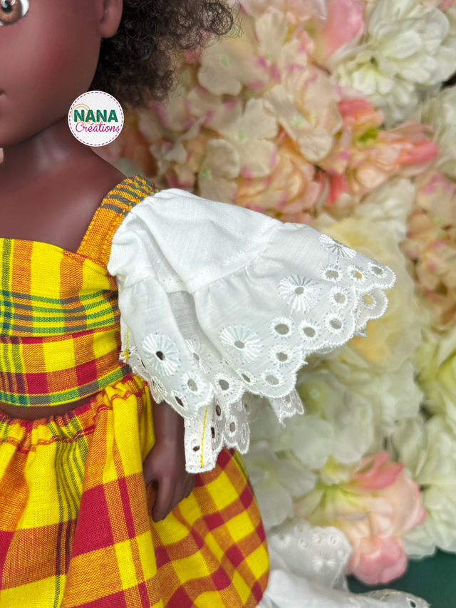 Poupée - Robe madras 100% Coton – Fait main