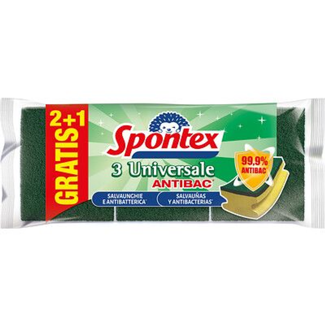 SPONTEX SPUGNE SALVAUNGHIE ANTIBATTERICA/2+1PZ