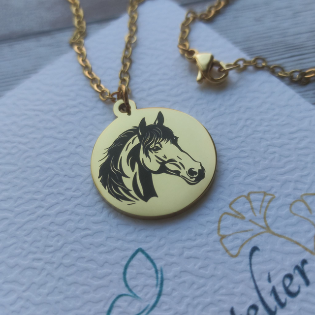 Collier Tête de Cheval rond doré 