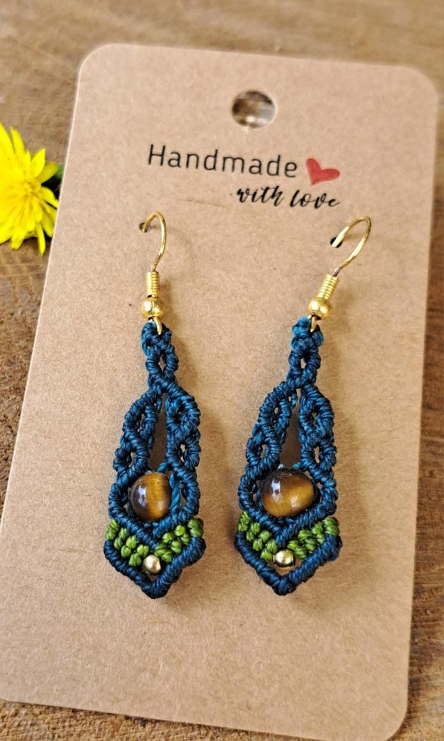 Boucles d'oreilles micro-macramé Arabesque