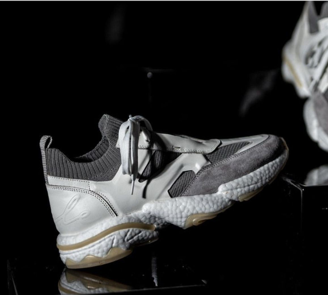 Men’s White Leather and Fabric Sneaker