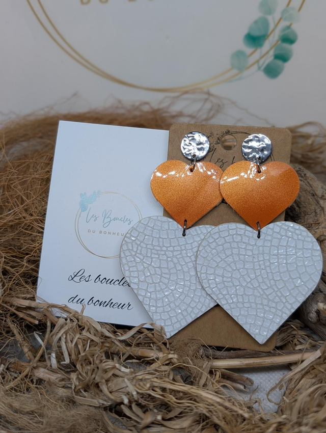 Boucles d&#039;oreilles Marie Laure ml136 orange blanc