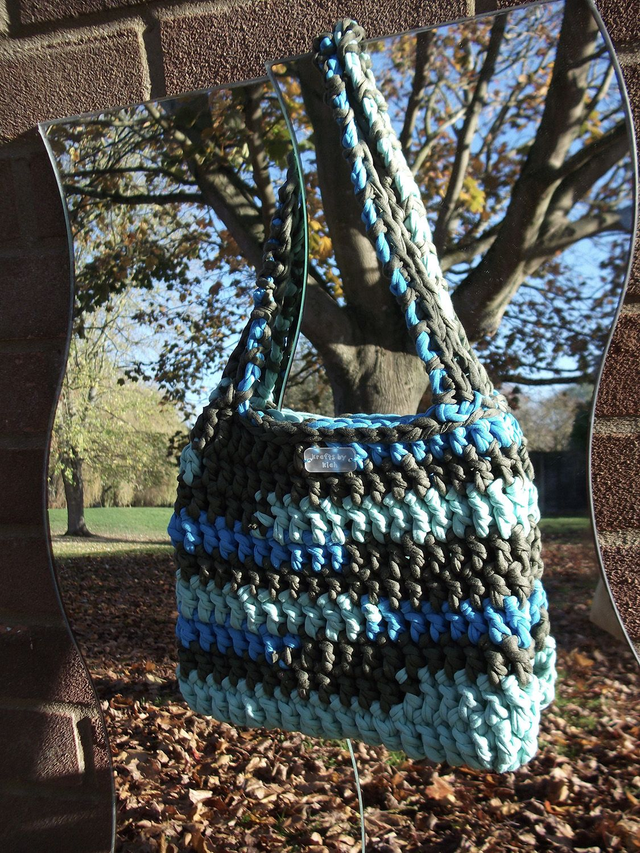 Khaki Green, Blue and Turquoise T-shirt Bag