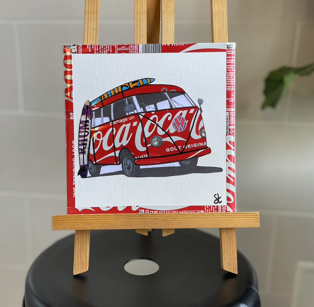 Tableau Combi van vintage 20x20 cm