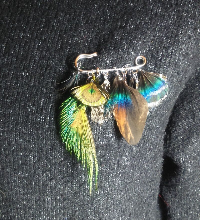 Broche plumes de paon