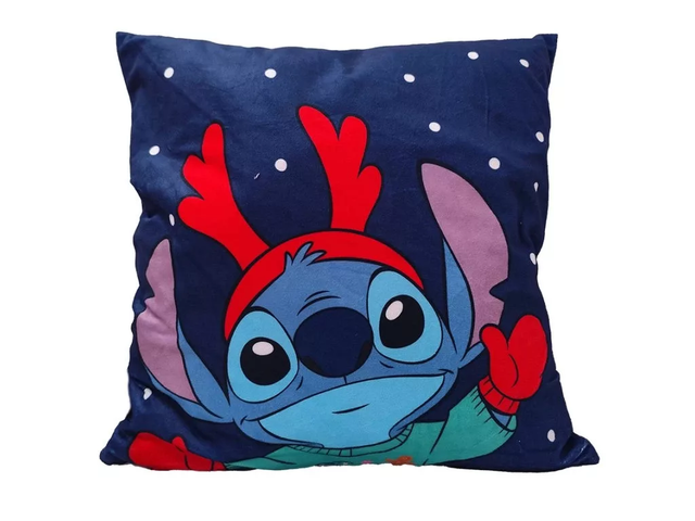 Housse de coussin de Noël Disney Lilo &amp; Stitch Antler – 40x40 cm – Velours doux