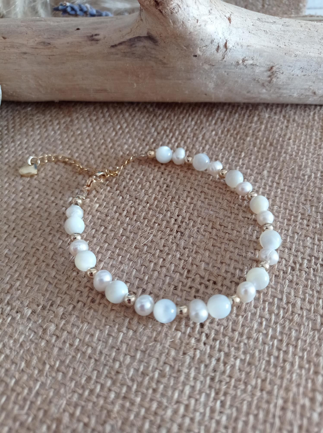 Bracelet nacre, perle d'eau 