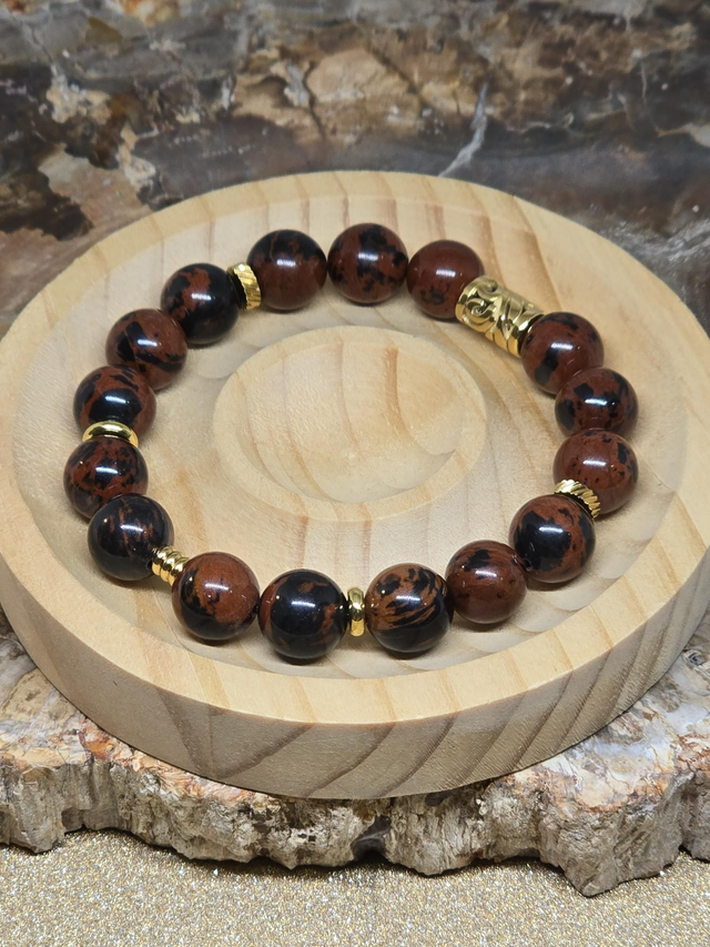 Bracelet Obsidienne acajou en 1 cm