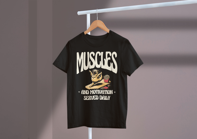 Muscles And Motivation Served Daily Fitness Strength Focus. Muskeln und Motivation dienten dem täglichen Fokus auf Fitness und Kraft