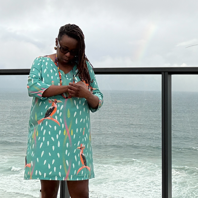 Ewà robe tunique imprimée Hornbill turquoise