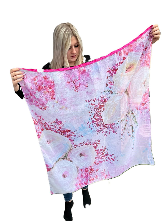 Foulard  Rose poudré 100 cm