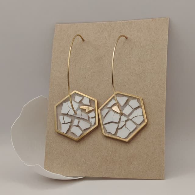 Boucles d'oreilles mosaïque éclat d'or 